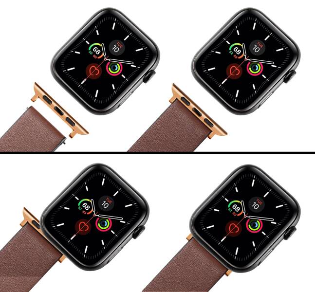 moVear | Adapter paska 18mm do Apple Watch 9/8/7/6/SE/5/4/3/2/1 (45/44/42mm) & Ultra (49mm) | Różowe Złoto Stal nierdzewna +PVD