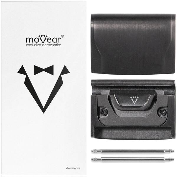 moVear | Adapter paska 18mm do Garmin QuickFit 20mm Fenix / Instinct - 42/40mm | Czarny Stal nierdzewna +PVD