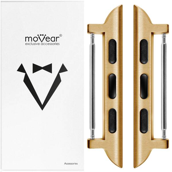 moVear | Adapter paska 24mm do Apple Watch 7 / 6 / SE / 5 / 4 / 3 / 2 / 1 (45/44/42mm) | Złoty Stal nierdzewna +PVD