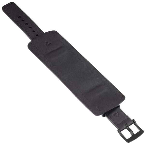 moVear Cw1 20mm Szeroki skórzany pasek do zegarka / smartwatcha | Czarny z czerwonym przeszyciem, rozmiar M/L