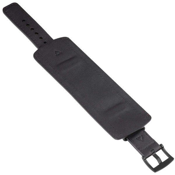 moVear Cw1 20mm Szeroki skórzany pasek do zegarka / smartwatcha | Czarny z czerwonym przeszyciem, rozmiar S/M