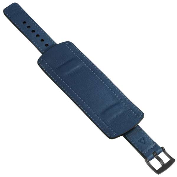 moVear Cw1 22mm Szeroki skórzany pasek do zegarka / smartwatcha | Granatowy z czerwonym przeszyciem, rozmiar M/L