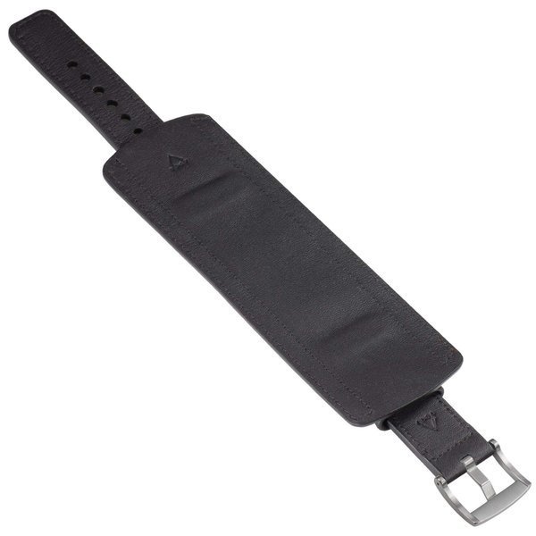 moVear Cw1 26mm Szeroki skórzany pasek do zegarka / smartwatcha | Czarny z czerwonym przeszyciem, rozmiar S/M