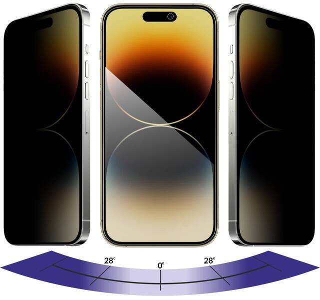 moVear GLASS mSHIELD 2.5D MAX privacy do Apple iPhone 14 Pro (6.1") (Prywatyzujące, kompatybilne z etui)