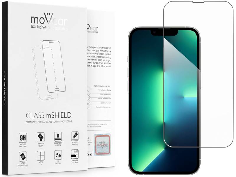 moVear GLASS mSHIELD 2.5D do Apple iPhone 13 Pro / 13 (6.1") (kompatybilne z etui)
