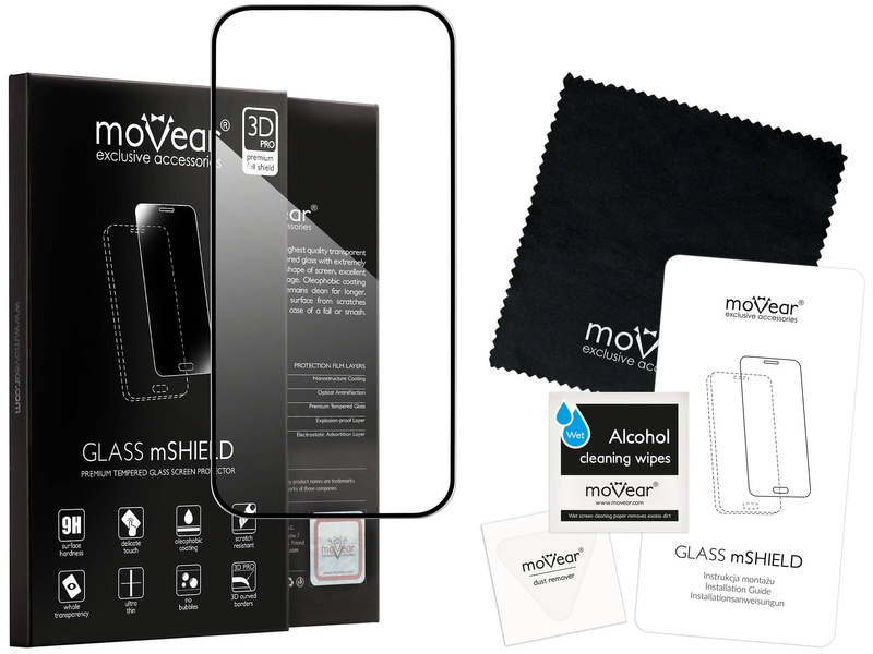 moVear GLASS mSHIELD 3D PRO-E do Apple iPhone 14 Pro (6.1") (kompatybilne z etui)