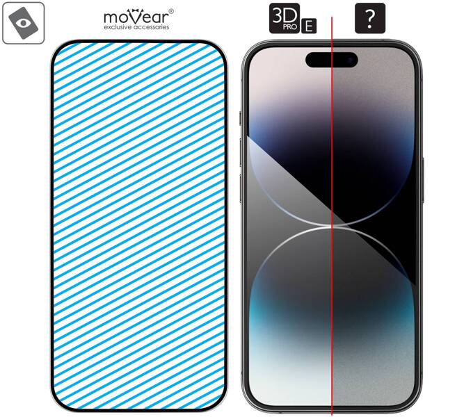 moVear GLASS mSHIELD 3D PRO-E do Apple iPhone 14 Pro (6.1") (kompatybilne z etui)