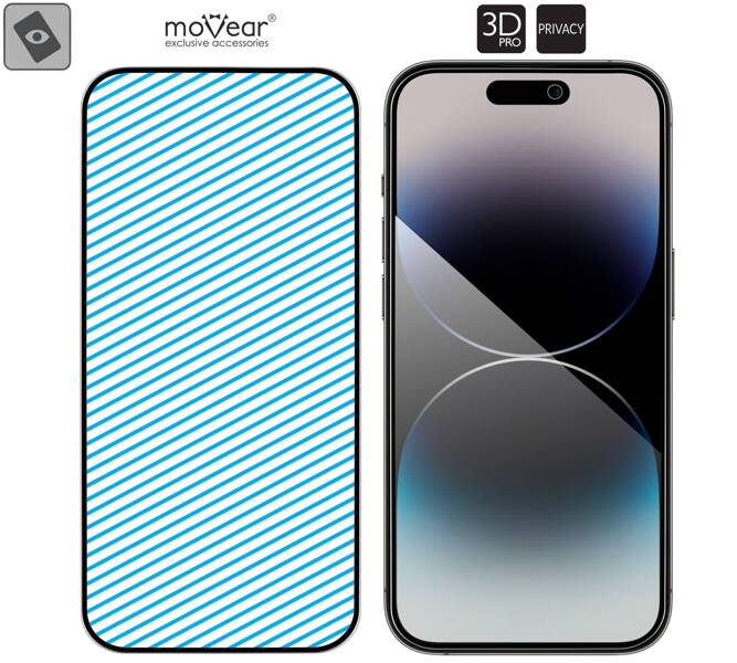 moVear GLASS mSHIELD 3D PRO privacy do Apple iPhone 14 Pro (6.1") | (Prywatyzujące)