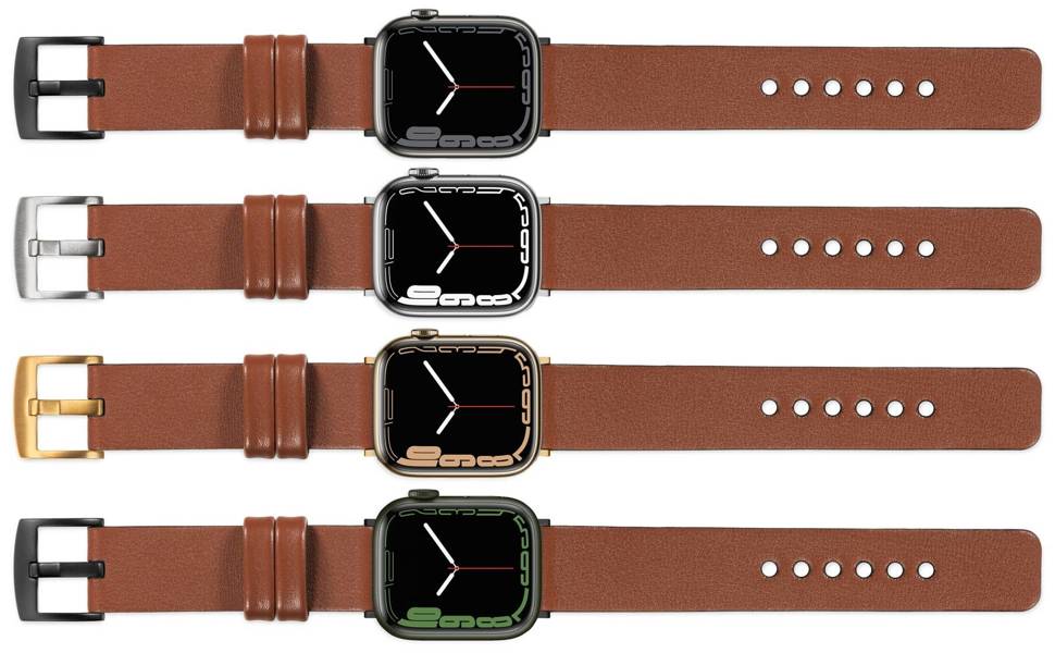 moVear Prestige S1 Skórzany pasek 18mm do Apple Watch 10 / 9 / 8 / 7 / 6 / 5 / 4 / SE (46/45/44mm) & Ultra (49mm) | Brązowy [adapter i klamra do wyboru]