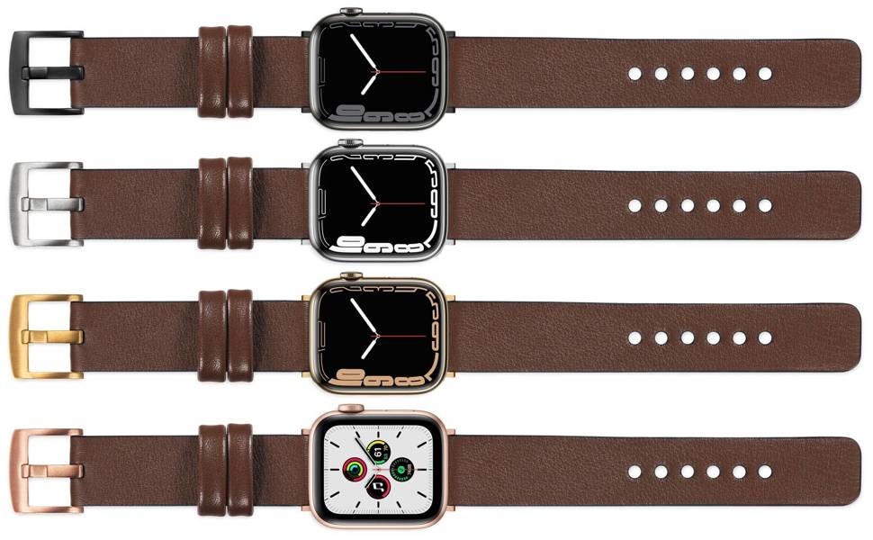 moVear Prestige S1 Skórzany pasek 18mm do Apple Watch 10 / 9 / 8 / 7 / 6 / 5 / 4 / SE (46/45/44mm) & Ultra (49mm) | Ciemnobrązowy [adapter i klamra do wyboru]