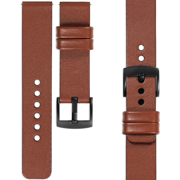 moVear Prestige S1 Skórzany pasek 20mm do Amzfit GTS / Bip / Zeep | Brązowy [rozmiar i klamra do wyboru]
