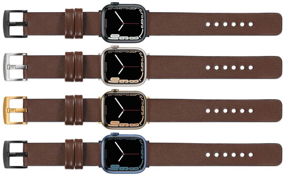 moVear Prestige S1 Skórzany pasek 24mm do Apple Watch 10 / 9 / 8 / 7 / 6 / 5 / 4 / SE (46/45/44mm) & Ultra (49mm) | Ciemnobrązowy [adapter i klamra do wyboru]