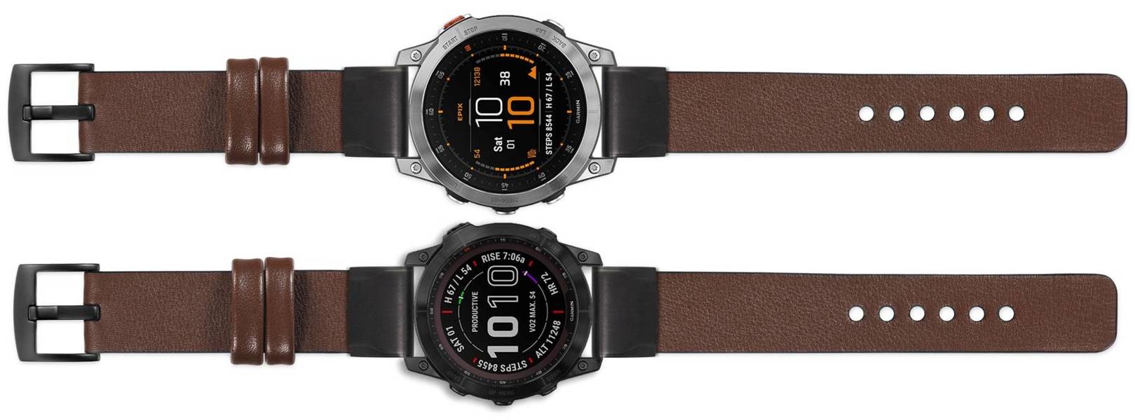 moVear Prestige S1 Skórzany pasek do Garmin QuickFit 26mm (Fenix / Epix / Quatix / Tactix / Enduro - 51mm) | Ciemnobrązowy [rozmiary XS-XXL i klamra do wyboru]