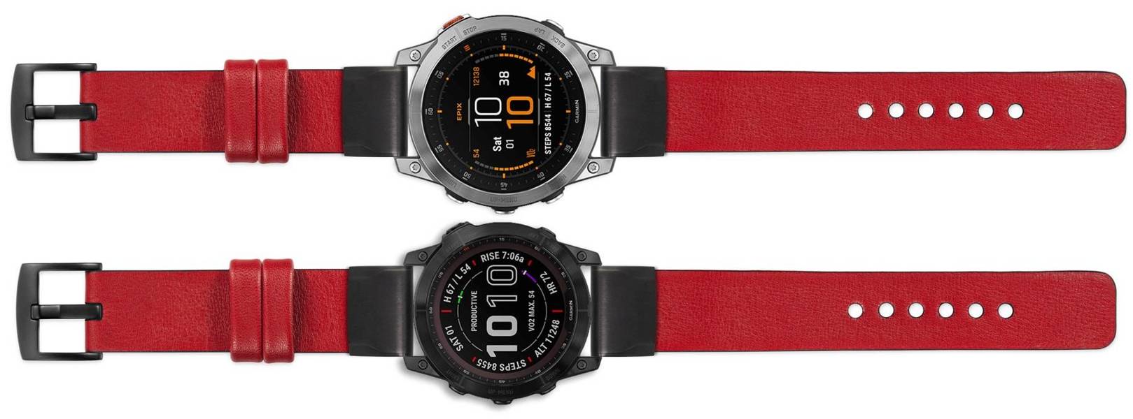 moVear Prestige S1 Skórzany pasek do Garmin QuickFit 26mm (Fenix / Epix / Quatix / Tactix / Enduro - 51mm) | Czerwony szkarłatny [rozmiary XS-XXL i klamra do wyboru]