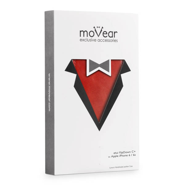 moVear flipDown C+ Skórzane Etui do Apple iPhone 6 / 6s | Skóra Vintage | Czerwony