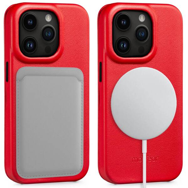 moVear flipSide 4S skórzane etui do Apple iPhone 14 Pro (6.1") | Skóra naturalna gładka (Czerwona)