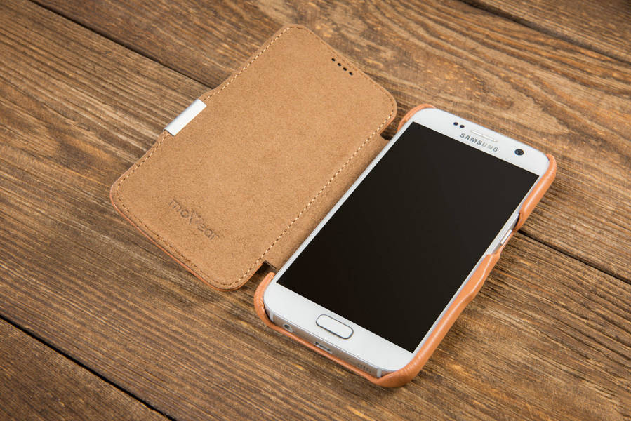 moVear flipSide C+ Skórzane Etui do Samsung Galaxy S7 | Skóra Gładka | Cappuccino