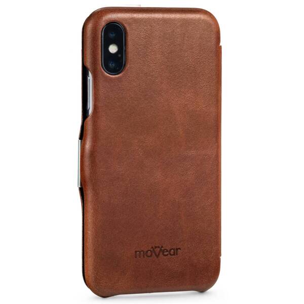 moVear flipSide C skórzane etui do Apple iPhone Xs / X (5.8") | Skóra naturalna vintage (Brązowa)