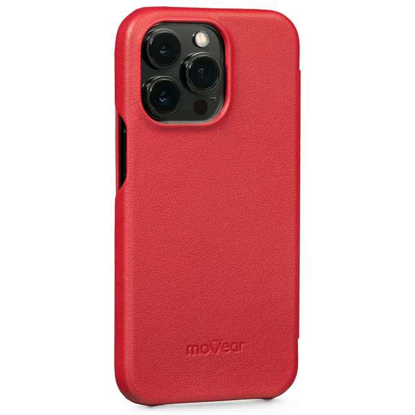moVear flipSide S skórzane etui do Apple iPhone 13 Pro (6.1") | Skóra naturalna nappa (Czerwona)