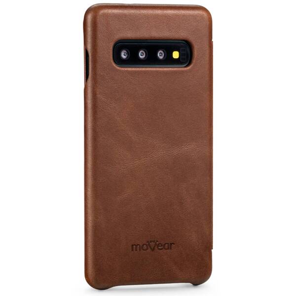moVear flipSide S skórzane etui do Samsung Galaxy S10+ (Plus) (6.4") | Skóra naturalna olejowana (Ciemnobrązowa)