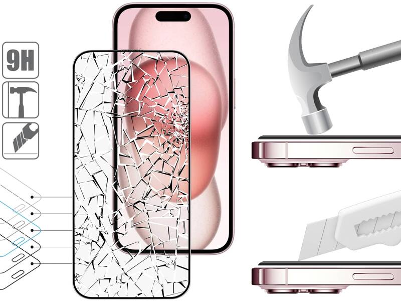 moVear mBOX GLASS mSHIELD 2.5D MAX MATT do Apple iPhone 15 (6,1") (Antyrefleksyjne, kompatybilne z etui, z Aplikatorem)