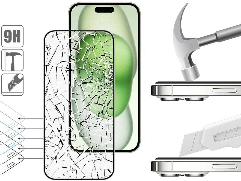 moVear mBOX GLASS mSHIELD 2.5D MAX MATT do Apple iPhone 16 Plus / 15 Plus (6.7") (Antyrefleksyjne, kompatybilne z etui, z Aplikatorem)