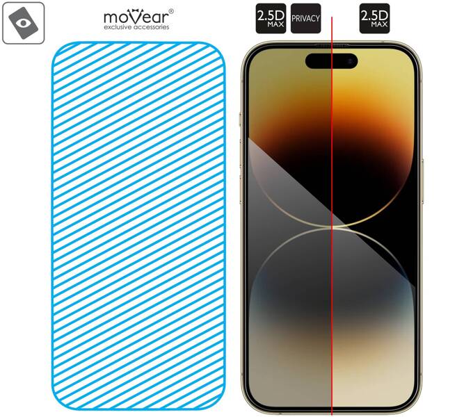 moVear mBOX GLASS mSHIELD 2.5D MAX privacy do Apple iPhone 14 Pro (6.1") (Anty spy, z Aplikatorem)