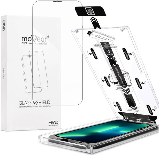 moVear mBOX GLASS mSHIELD 2.5D do Apple iPhone 14 / 13 / 13 Pro (6.1") (łatwy montaż)