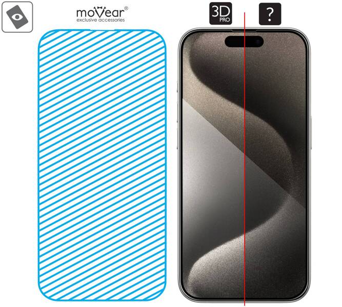 moVear mBOX GLASS mSHIELD 3D PRO do Apple iPhone 15 Pro (6.1") (łatwy montaż)