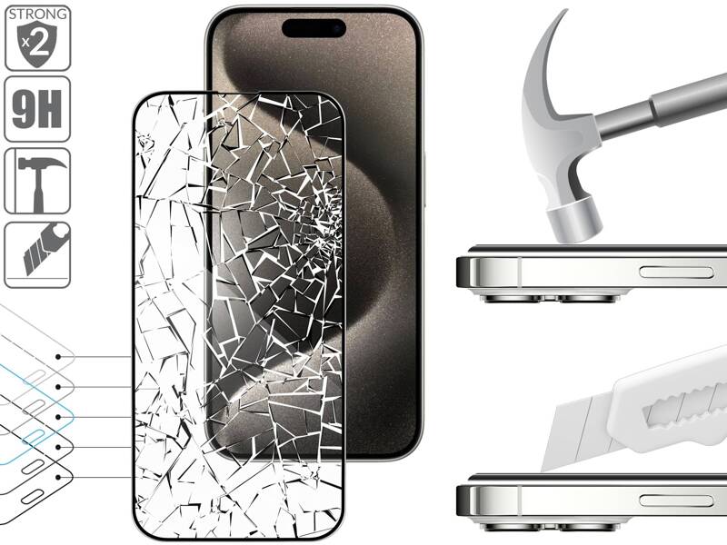 moVear mBOX GLASS mSHIELD 3D PRO do Apple iPhone 15 Pro (6.1") (łatwy montaż)