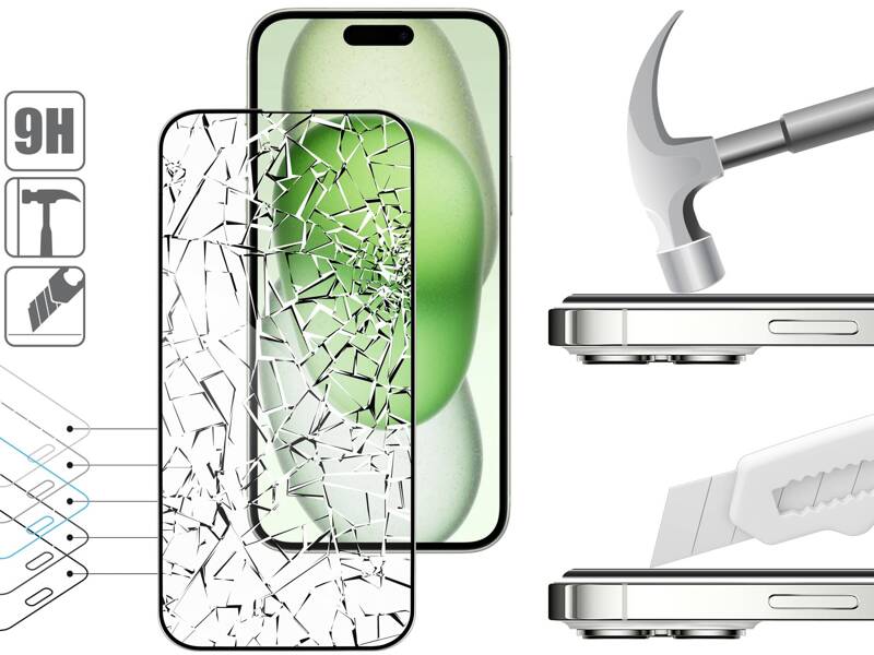 moVear mBOX GLASS mSHIELD 3D PRO do Apple iPhone 16 Plus / 15 Plus (6.7") (łatwy montaż)