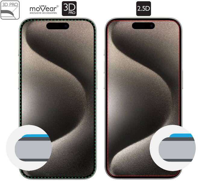 moVear mBOX GLASS mSHIELD 3D PRO privacy do Apple iPhone 15 Pro (6.1") (Prywatyzujące, z Aplikatorem)