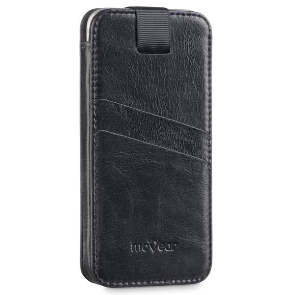 moVear pocketCase C+ skórzana wsuwka do Apple iPhone 11 Pro MAX / Xs MAX / 11 / XR / 8/7/6 Plus | Skóra naturalna vintage (Czarna)