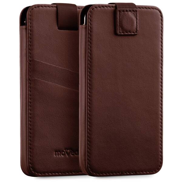 moVear pocketCase C+ skórzana wsuwka do Apple iPhone 16/15/14 Plus, 13/12/11 Pro MAX, Xs MAX / 11 / XR / 8/7/6 Plus | Skóra naturalna nappa (Ciemnobrązowa)