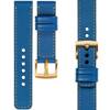 moVear Prestige C1 Skórzany pasek 24mm do zegarka | Niebieski, złote przeszycie [rozmiar i klamra do wyboru]